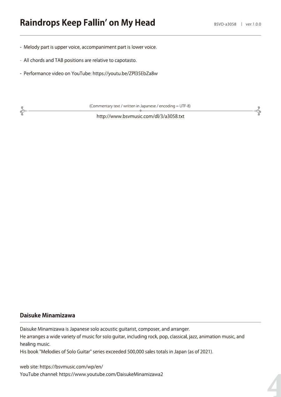 Raindrops Keep Fallin' On My Head Acoustic Guitar scores gallery preview page 4