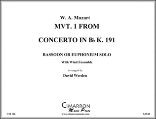 Book cover for Concerto in Bb, Op. 96 K. 191 (1st Movement)