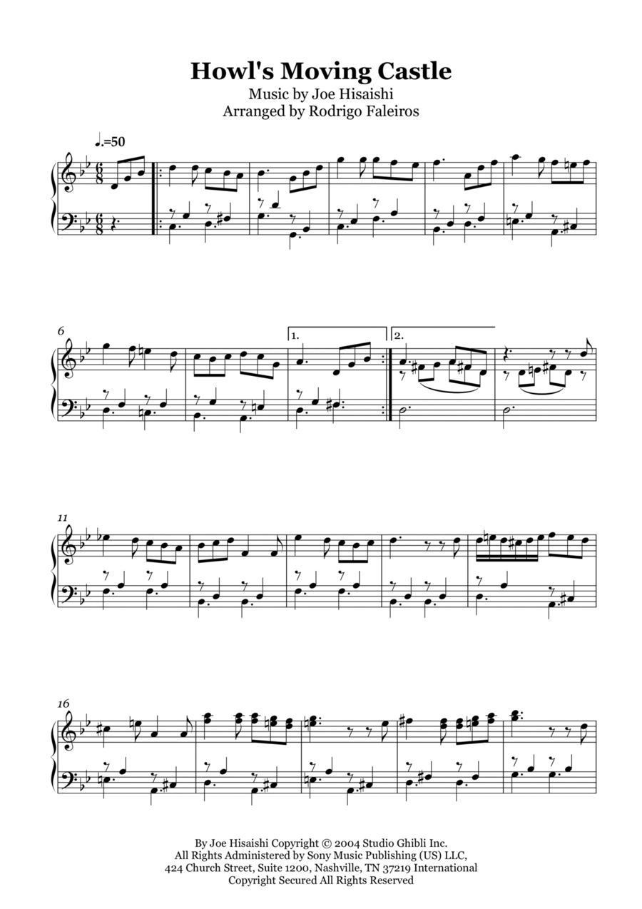 Howl's Moving Castle Easy Piano scores gallery preview page 1