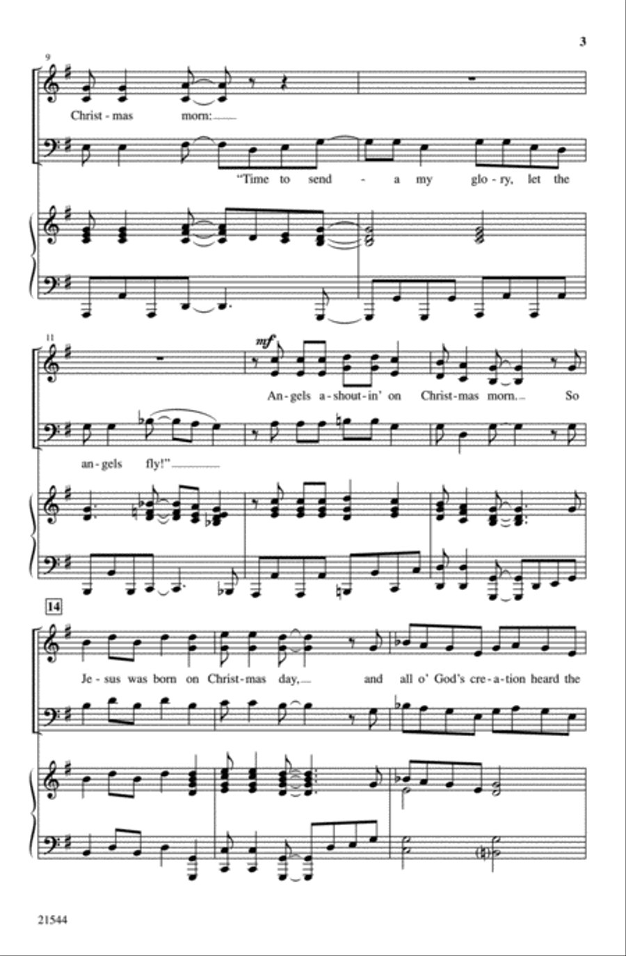 Angels Was A-Shoutin' on Christmas Morn 3-Part scores gallery preview page 3