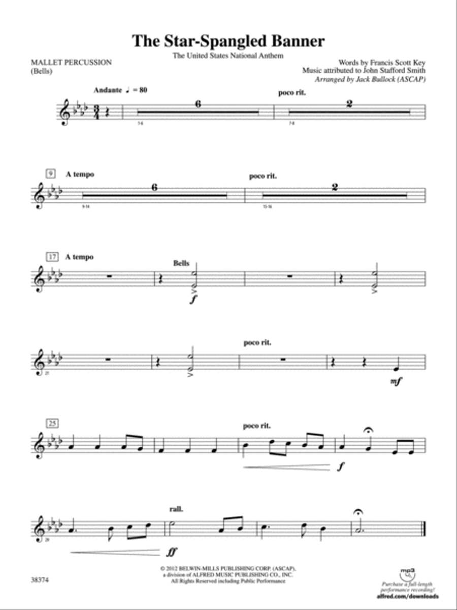 The Star-Spangled Banner: Mallets Concert Band scores gallery preview page 1