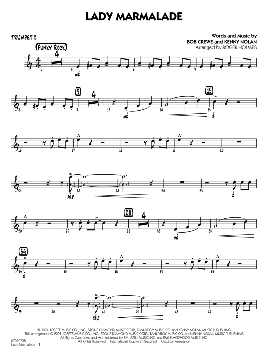 Lady Marmalade (from Moulin Rouge) (arr. Roger Holmes) - Trumpet 2 Jazz Ensemble scores gallery preview page 1