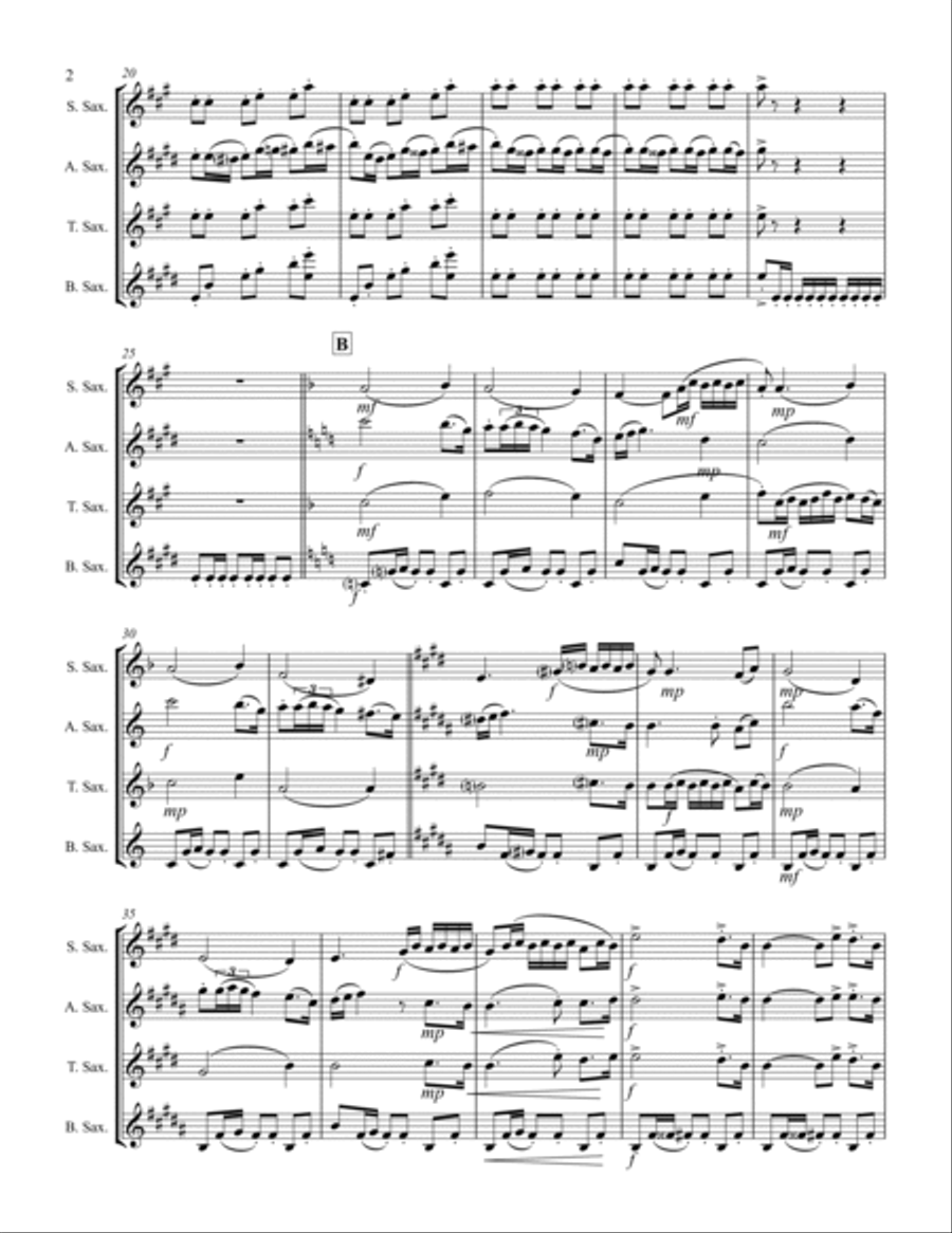 Albéniz - “Sevilla” from Suite Española (for Saxophone Quartet SATB) Saxophone Quartet scores gallery preview page 3