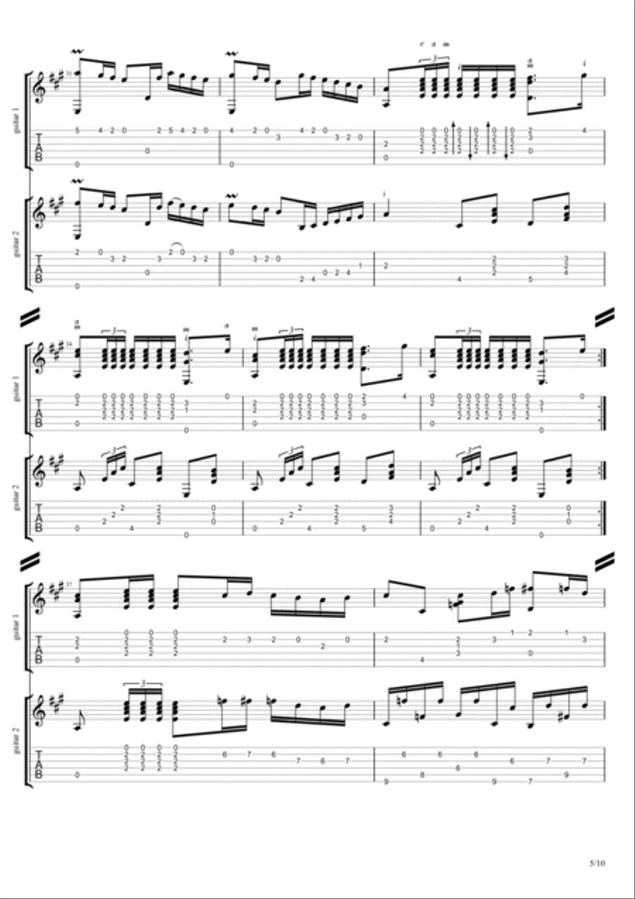 Panaderos Flamencos notes+tabs for 2 guitars Acoustic Guitar scores gallery preview page 5