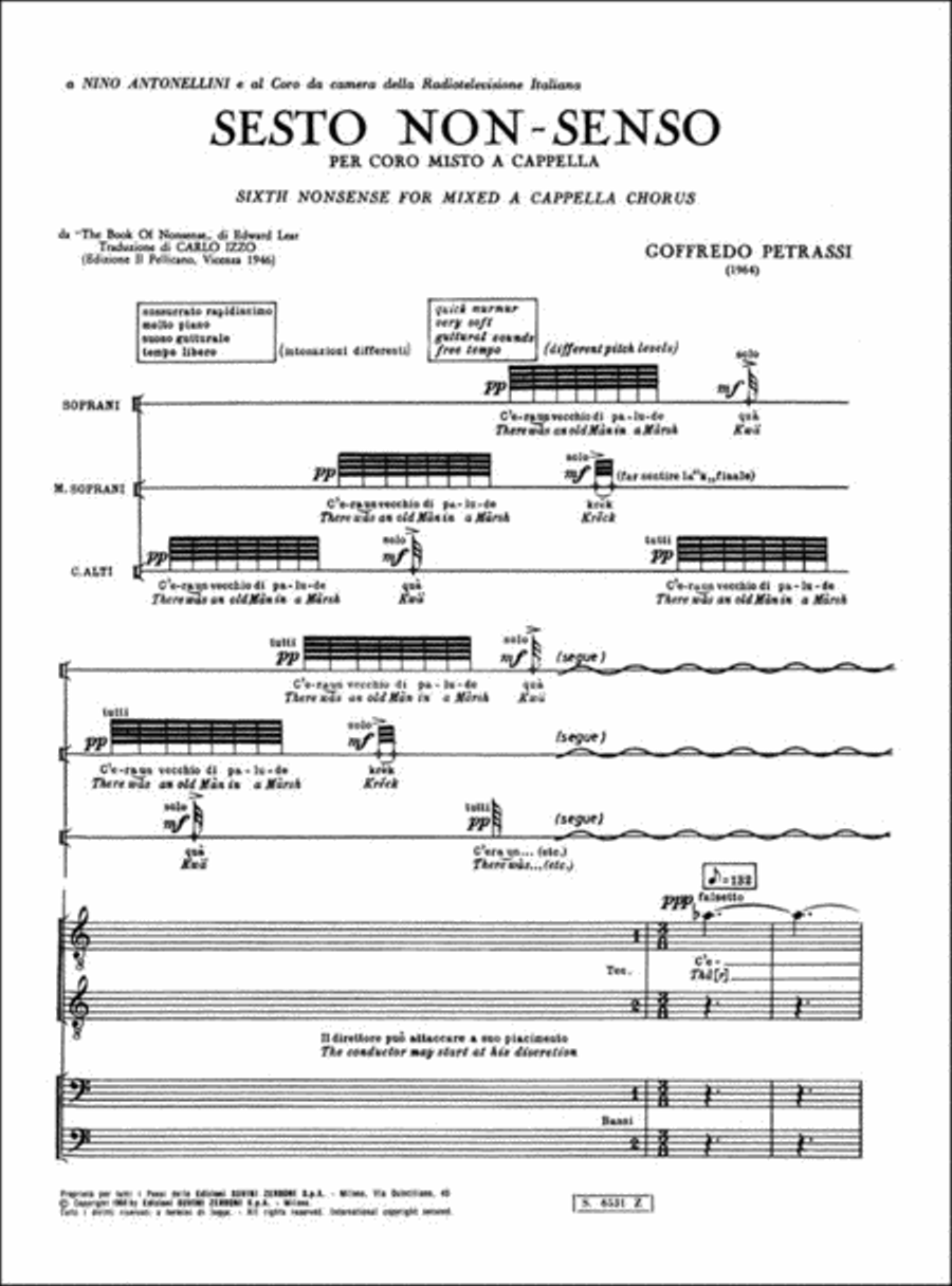 Sesto Non Senso (Da The Book Of Nonsense diLear) Choir scores gallery preview page 2