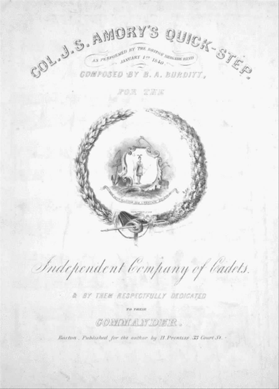 Col. J.S. Amory's Quick Step Piano Solo scores gallery preview page 1