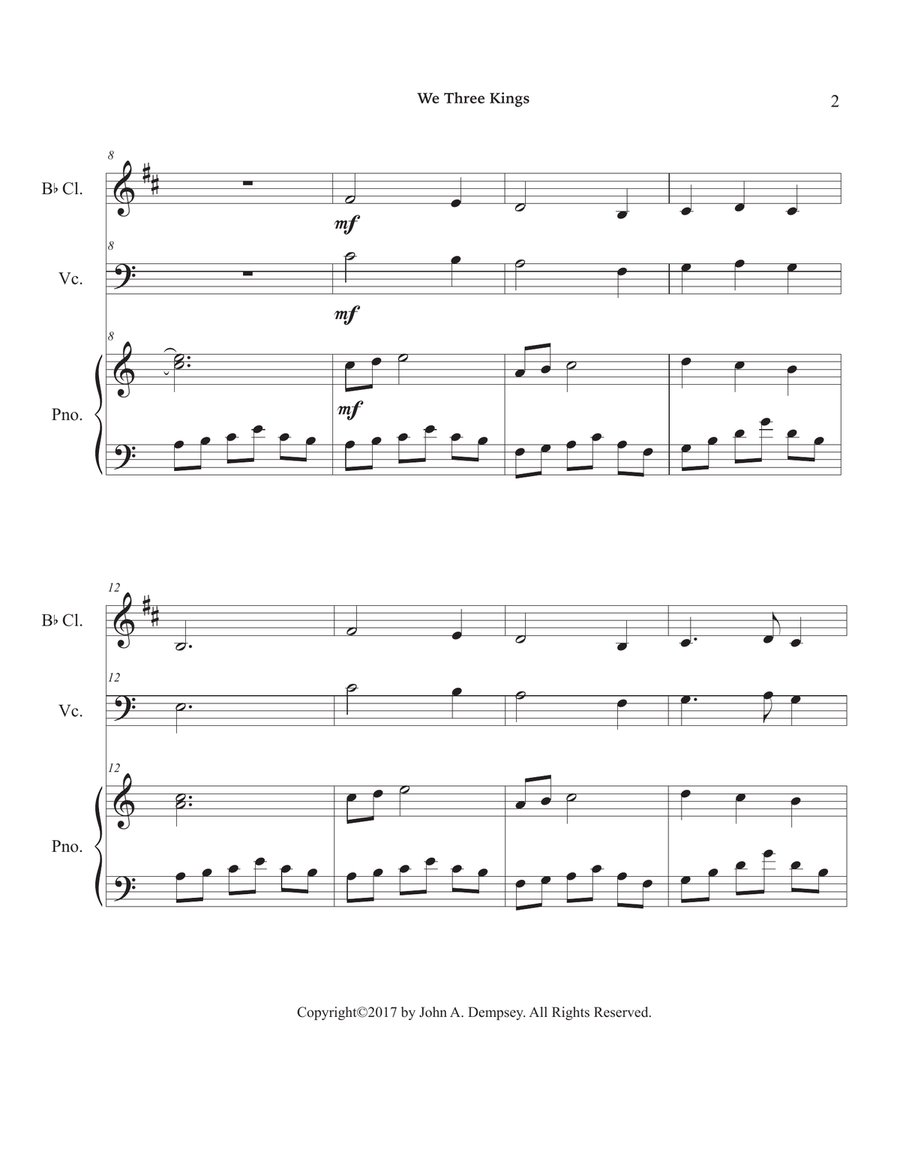 We Three Kings (Trio for Clarinet, Cello and Piano) Small Ensemble scores gallery preview page 6