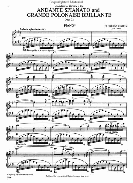 Andante Spianato In G Major And Grande Polonaise Brilliante In E Flat Major, Opus 22