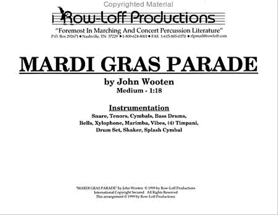 Mardi Gras Parade Percussion Ensemble scores gallery preview page 2