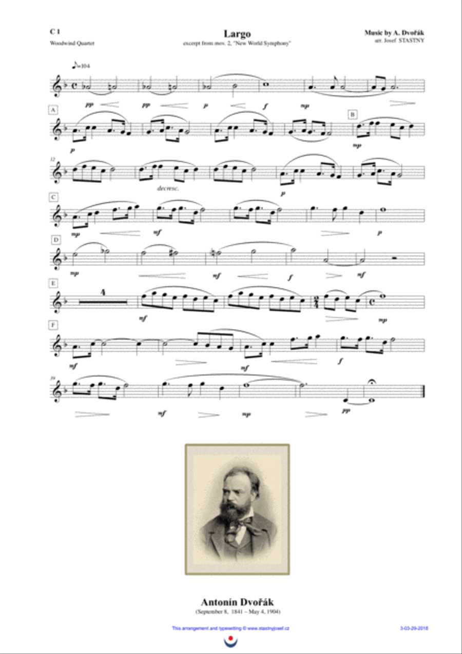 Largo (Dvořák - New World Symphony) Woodwind Quartet scores gallery preview page 2