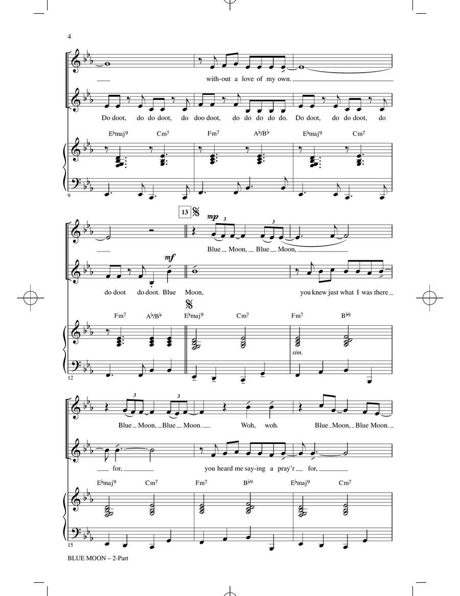 Blue Moon (arr. Roger Emerson) 2-Part scores gallery preview page 2