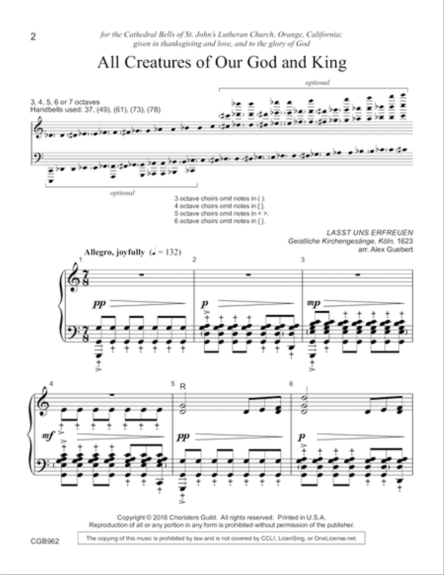 All Creatures of Our God and King Handbell Choir scores gallery preview page 2