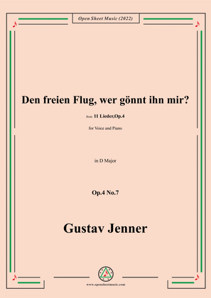 Book cover for Jenner-Den freien Flug,wer gönnt ihn mir?,in D Major,Op.4 No.7