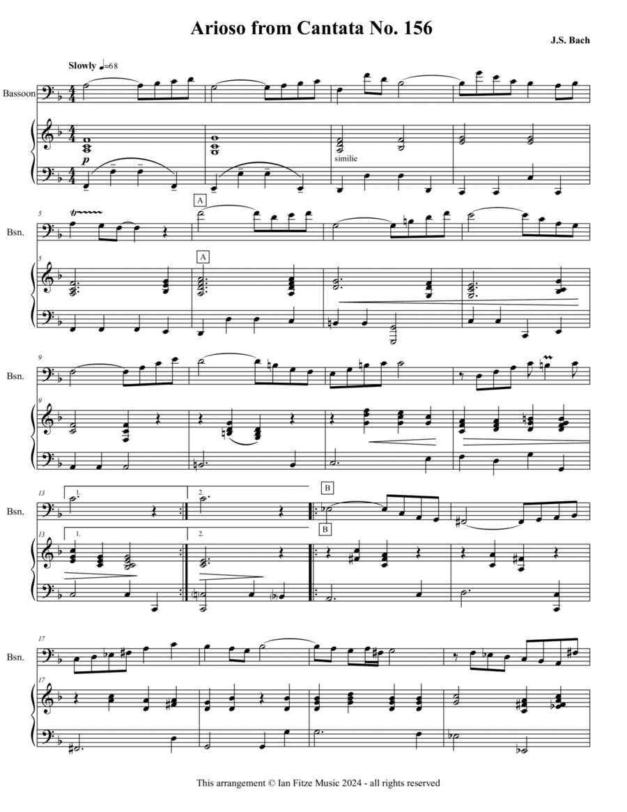 Arioso BWV 1056 Bassoon scores gallery preview page 1