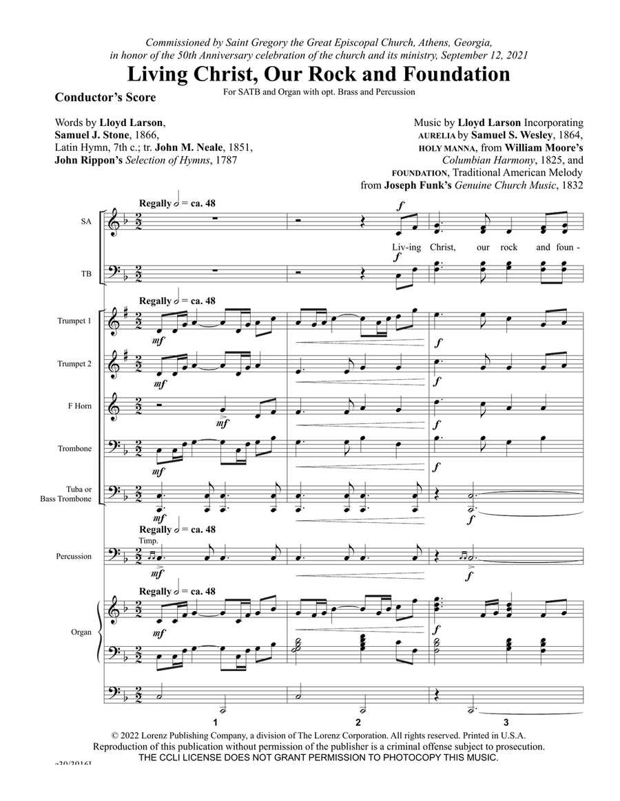 Living Christ, Our Rock and Foundation - Downloadable Score and Parts 4-Part scores gallery preview page 2