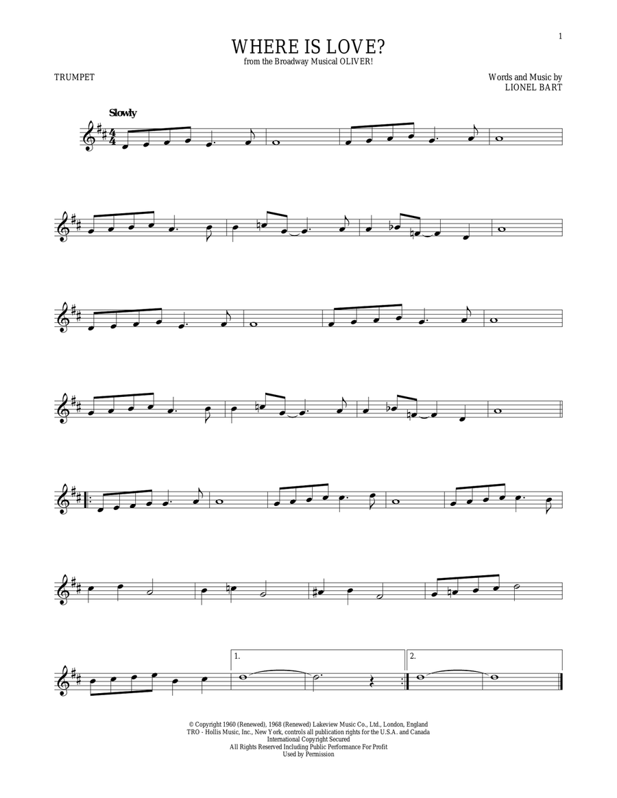 Where Is Love? Where Is Love? Trumpet Solo scores gallery preview page 1