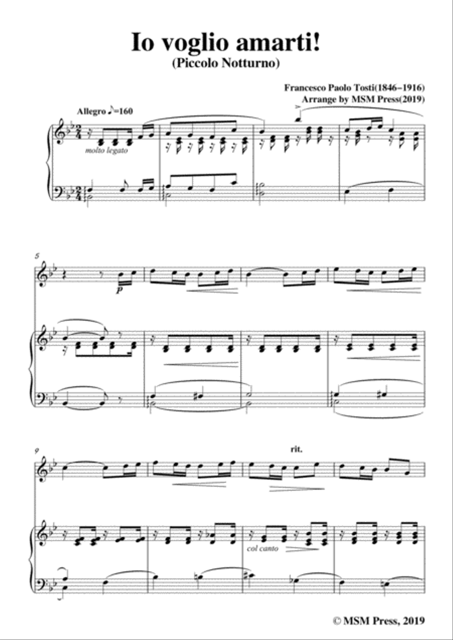 Tosti-Io voglio amarti!, for Flute and Piano Flute Solo scores gallery preview page 3