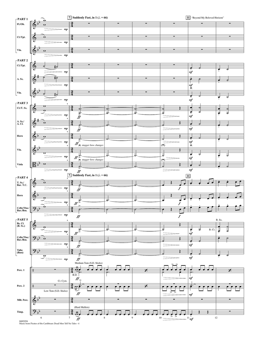 Music from Pirates of the Caribbean: Dead Men Tell No Tales - Conductor Score (Full Score) Concert Band scores gallery preview page 3