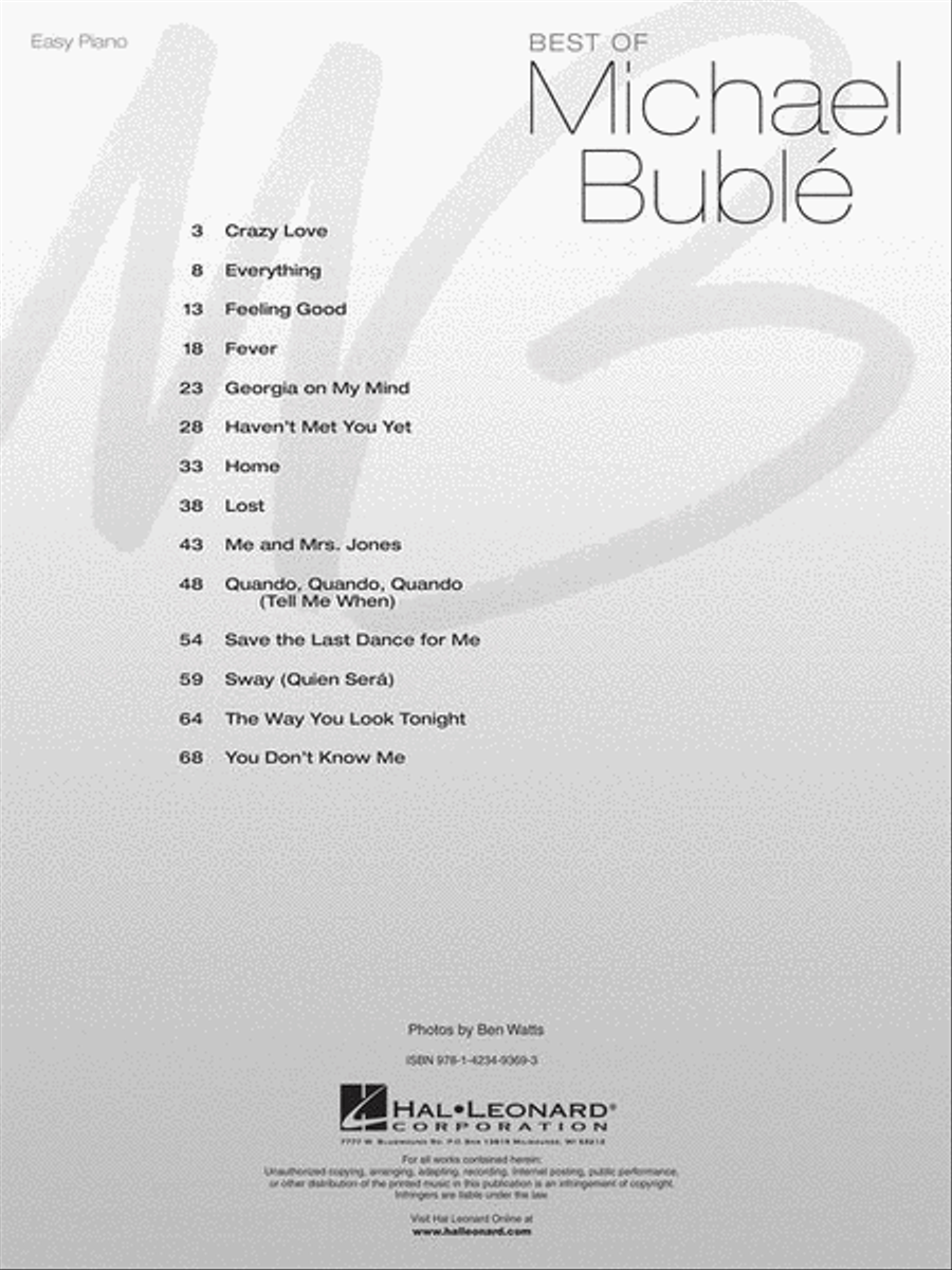 Best of Michael Bublé Easy Piano scores gallery preview page 4