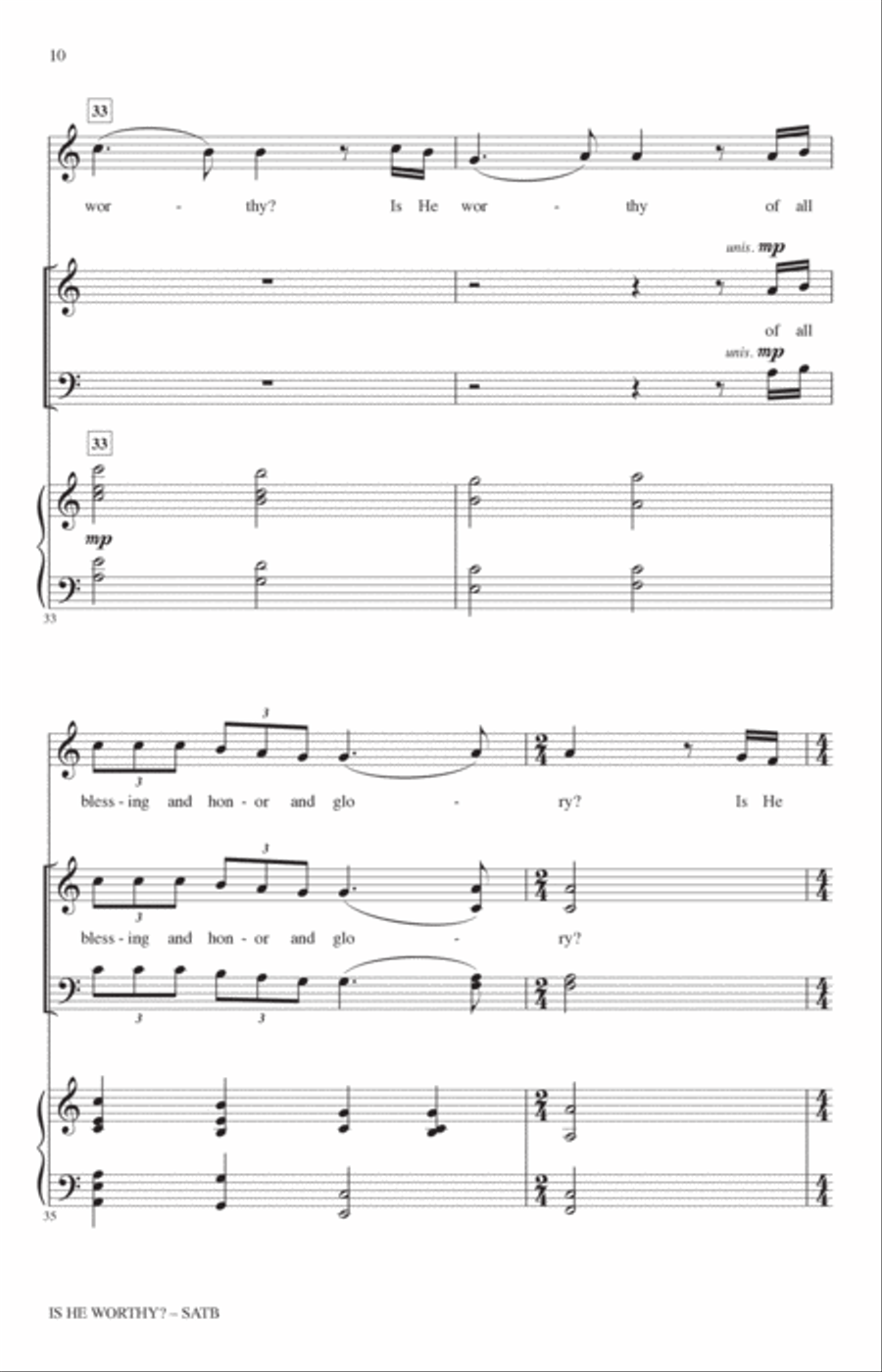 Is He Worthy? (arr. Heather Sorenson) 4-Part scores gallery preview page 9