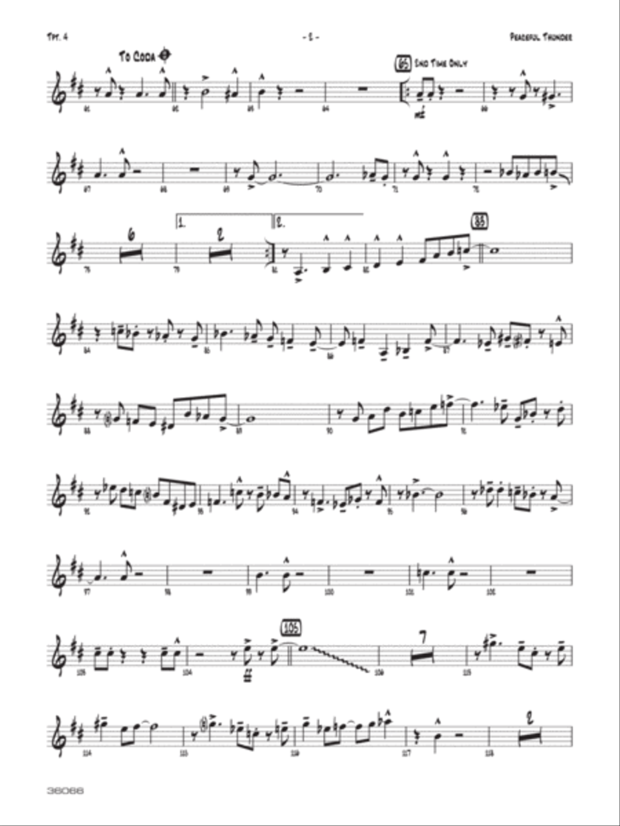 Peaceful Thunder: 4th B-flat Trumpet Jazz Ensemble scores gallery preview page 2