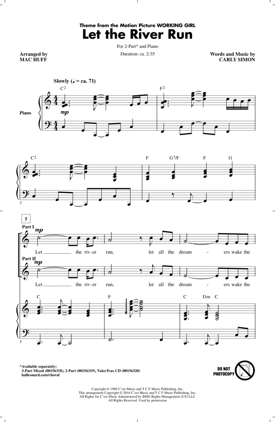 Let The River Run (arr. Mac Huff) 2-Part scores gallery preview page 1