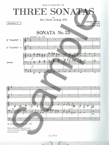 3 Sonatas No.25, No.22 & No.30 'hora Decima' (trumpets 2 & Org
