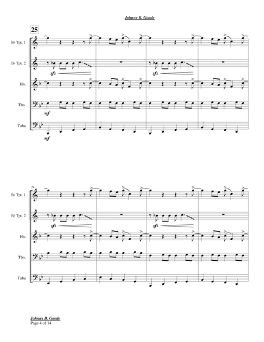 Johnny B. Goode Euphonium scores gallery preview page 4