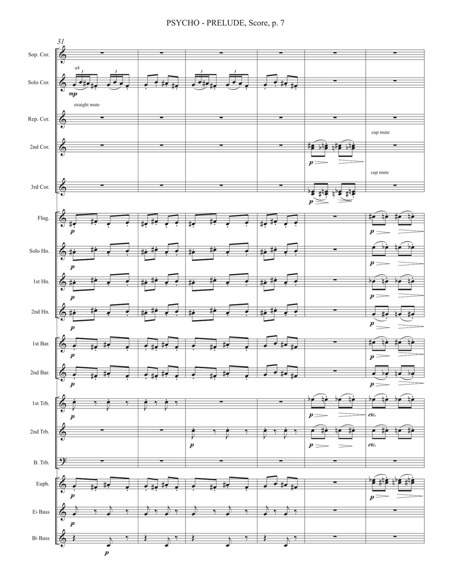 Psycho (prelude) Brass Band scores gallery preview page 6