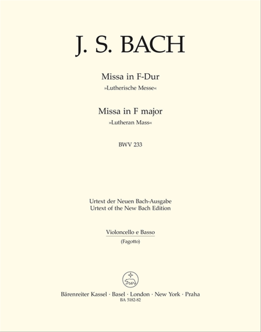 Mass F major BWV 233 'Lutheran Mass 1' Bassoon scores gallery preview page 1