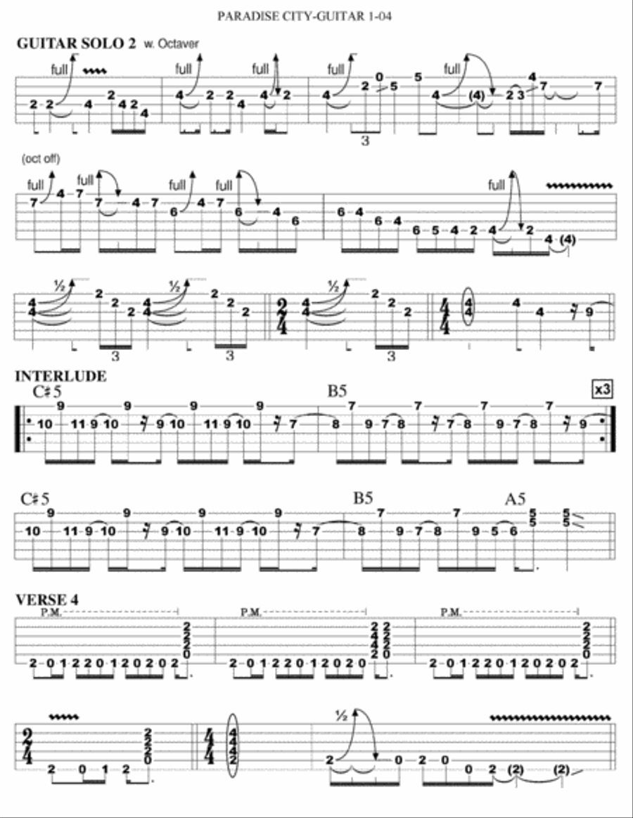 Paradise City Paradise City Electric Guitar scores gallery preview page 4