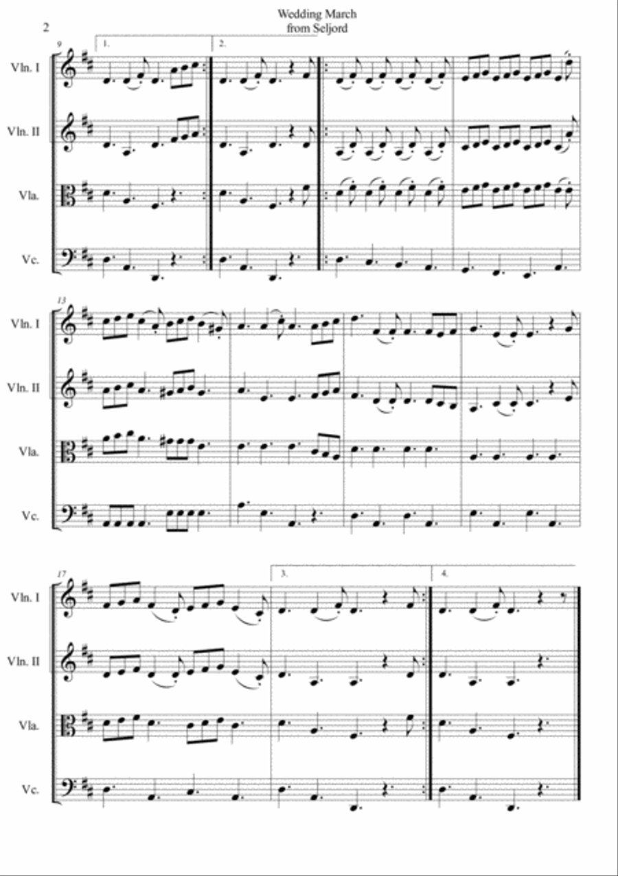 Wedding March from Seljord - traditional tune from Norway for string quartet String Quartet scores gallery preview page 3