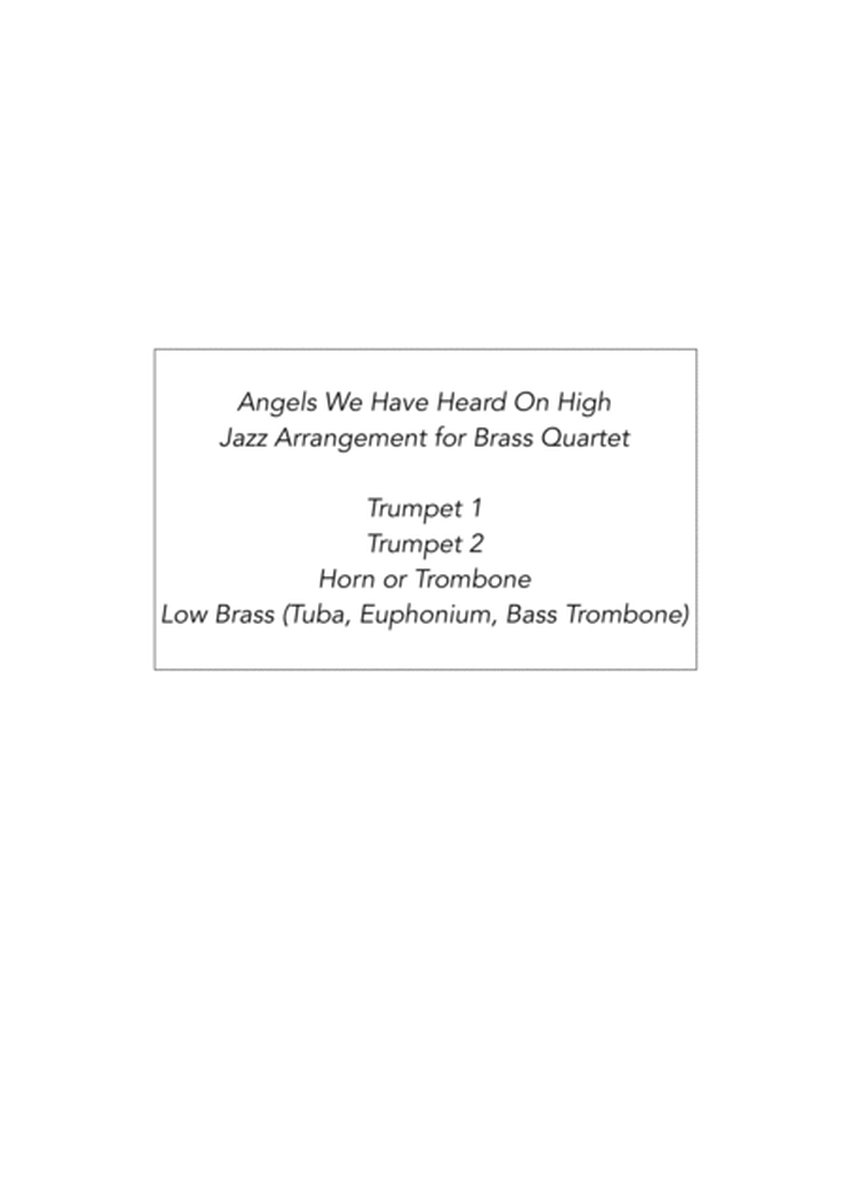 Angels We Have Heard on High - Jazz Carol for Brass Quartet image number null