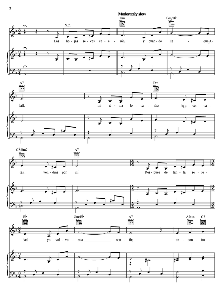 Un Dia Llegara Piano, Vocal, Guitar scores gallery preview page 2