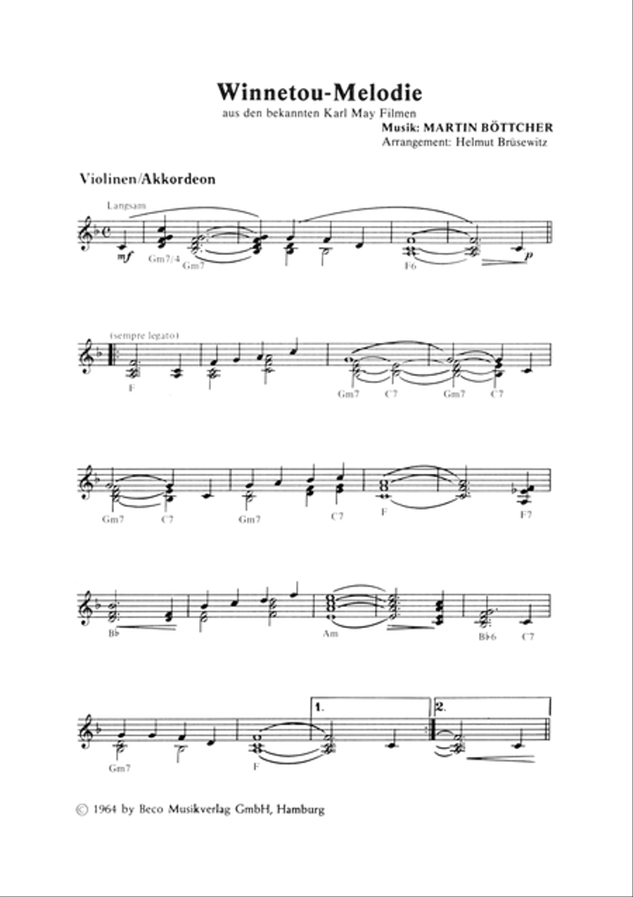 Winnetou-Melodie Piano, Vocal scores gallery preview page 4