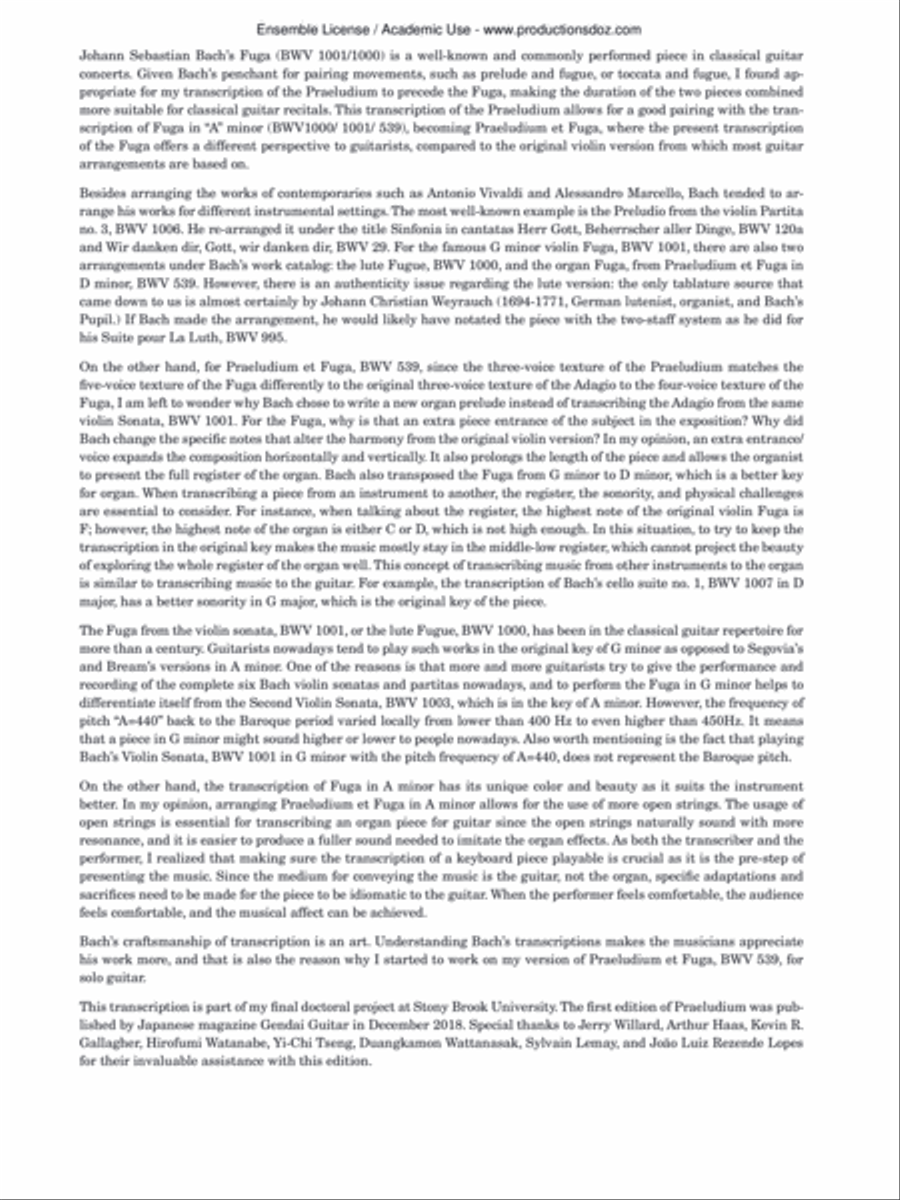 Praeludium and Fuga, BWV 539 Classical Guitar scores gallery preview page 2