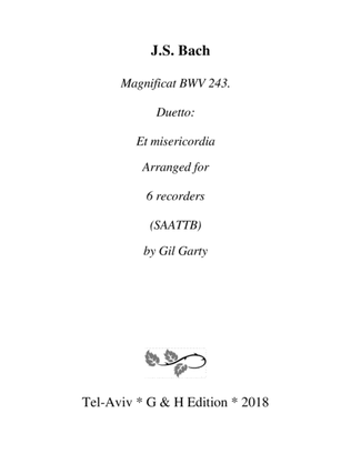 Duetto: Et misericordia from Magnificat BWV 243 (arrangement for 6 recorders)