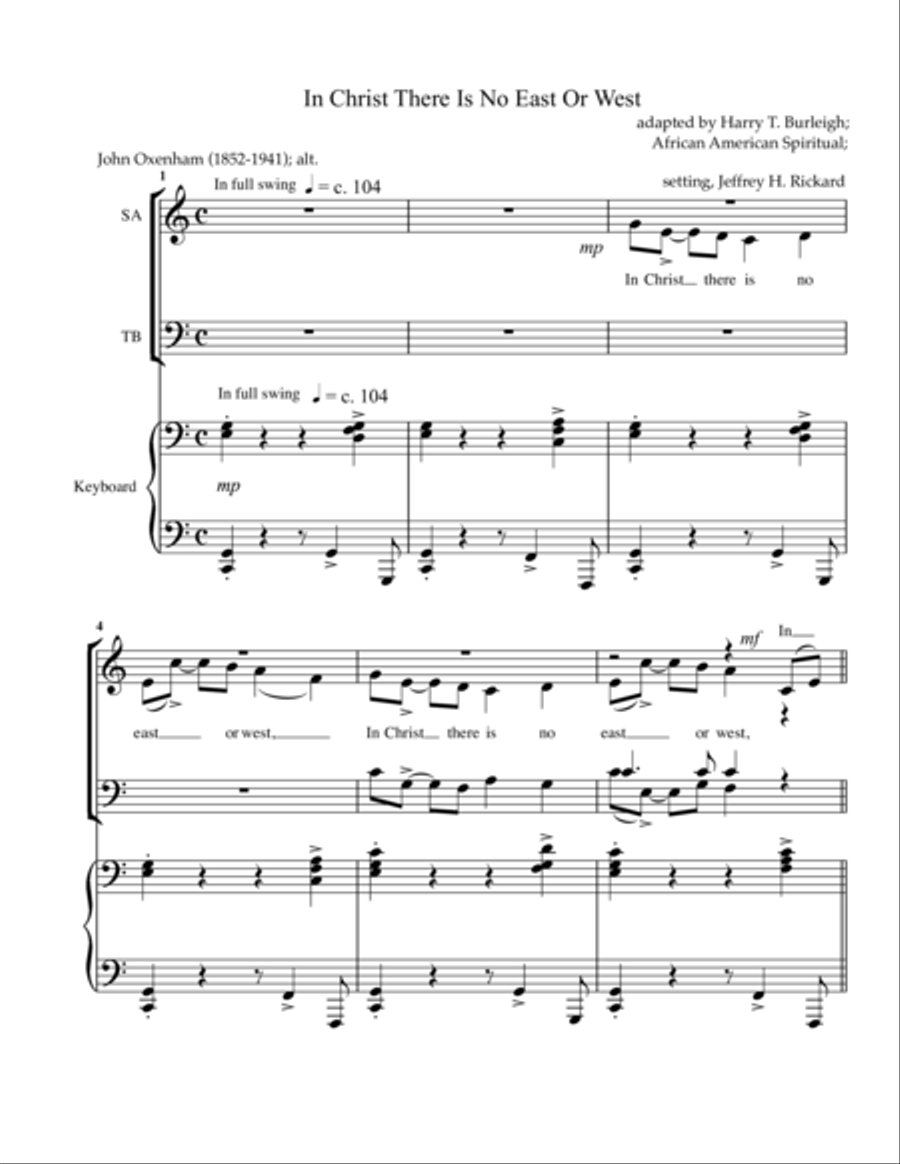 In Christ There Is No East or West Small Ensemble scores gallery preview page 1
