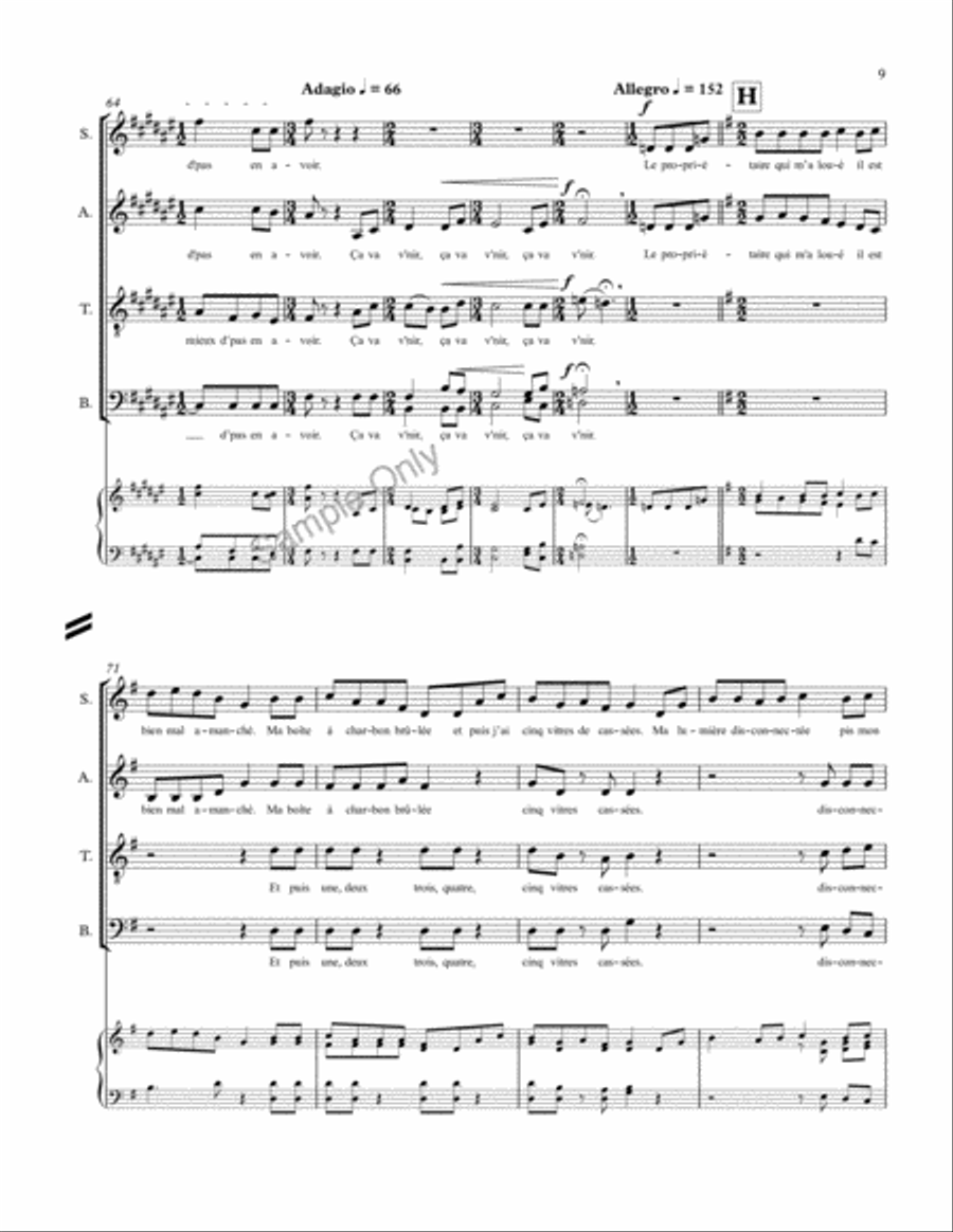 Ca Va Venir 4-Part scores gallery preview page 9