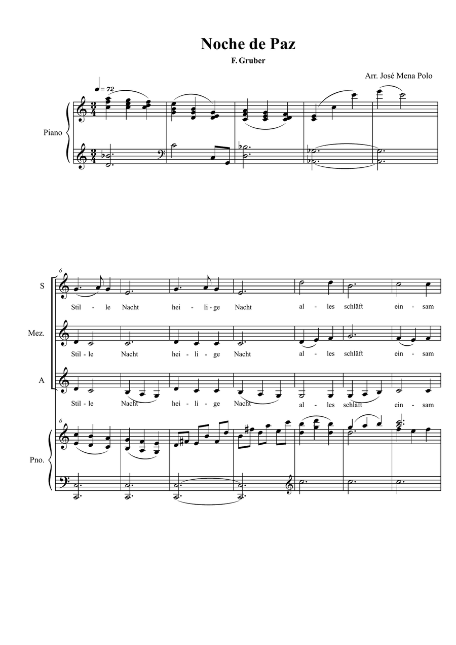 Silent night SSA scores gallery preview page 1