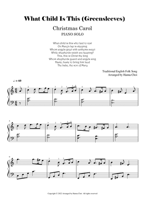 What Child Is This - Christmas Carol (a.k.a Greensleeves) - for Piano Solo
