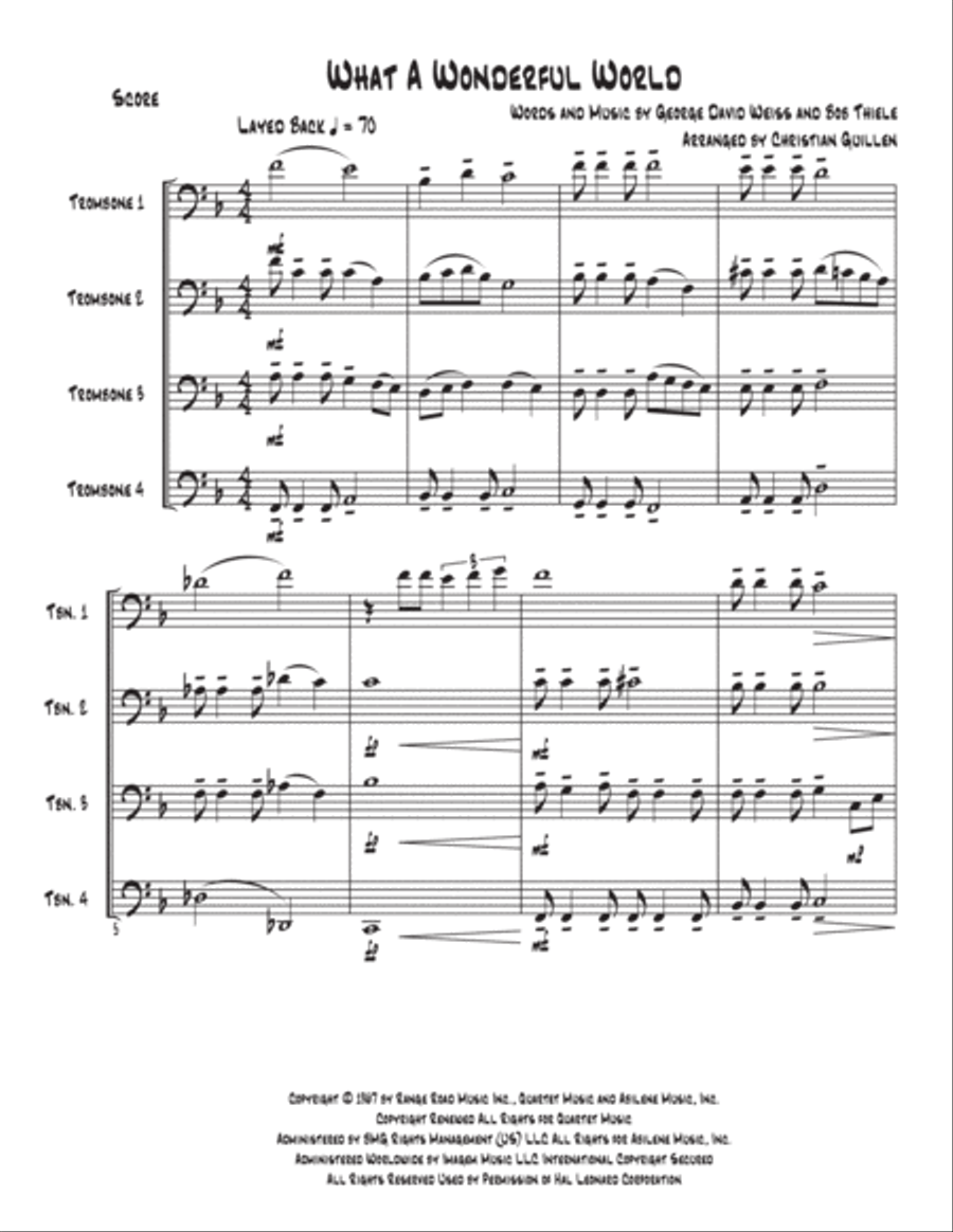 What A Wonderful World Brass Ensemble scores gallery preview page 1