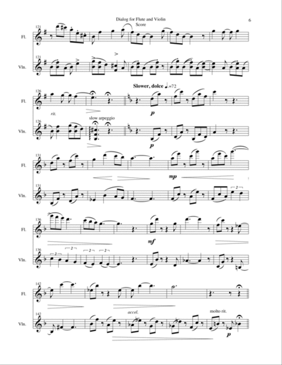 Dialog for Flute and Violin Flute scores gallery preview page 6
