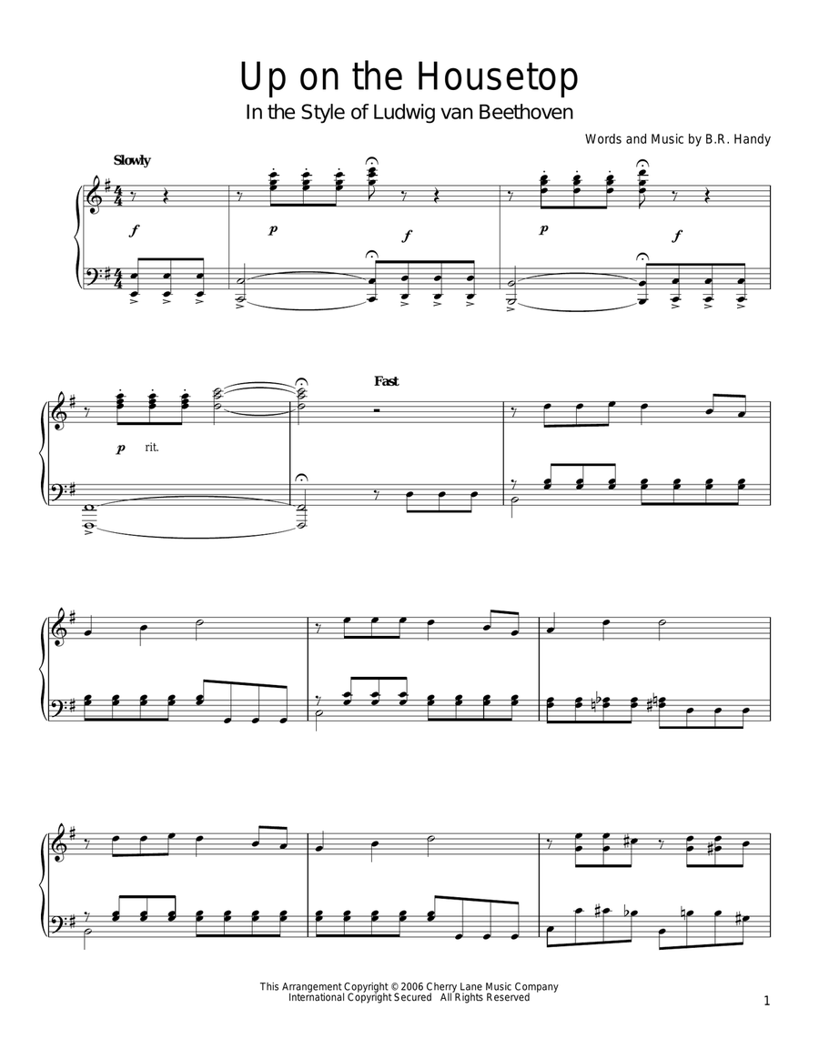 Up On The Housetop (in the style of Ludwig van Beethoven) (arr. David Pearl) Piano Solo scores gallery preview page 1