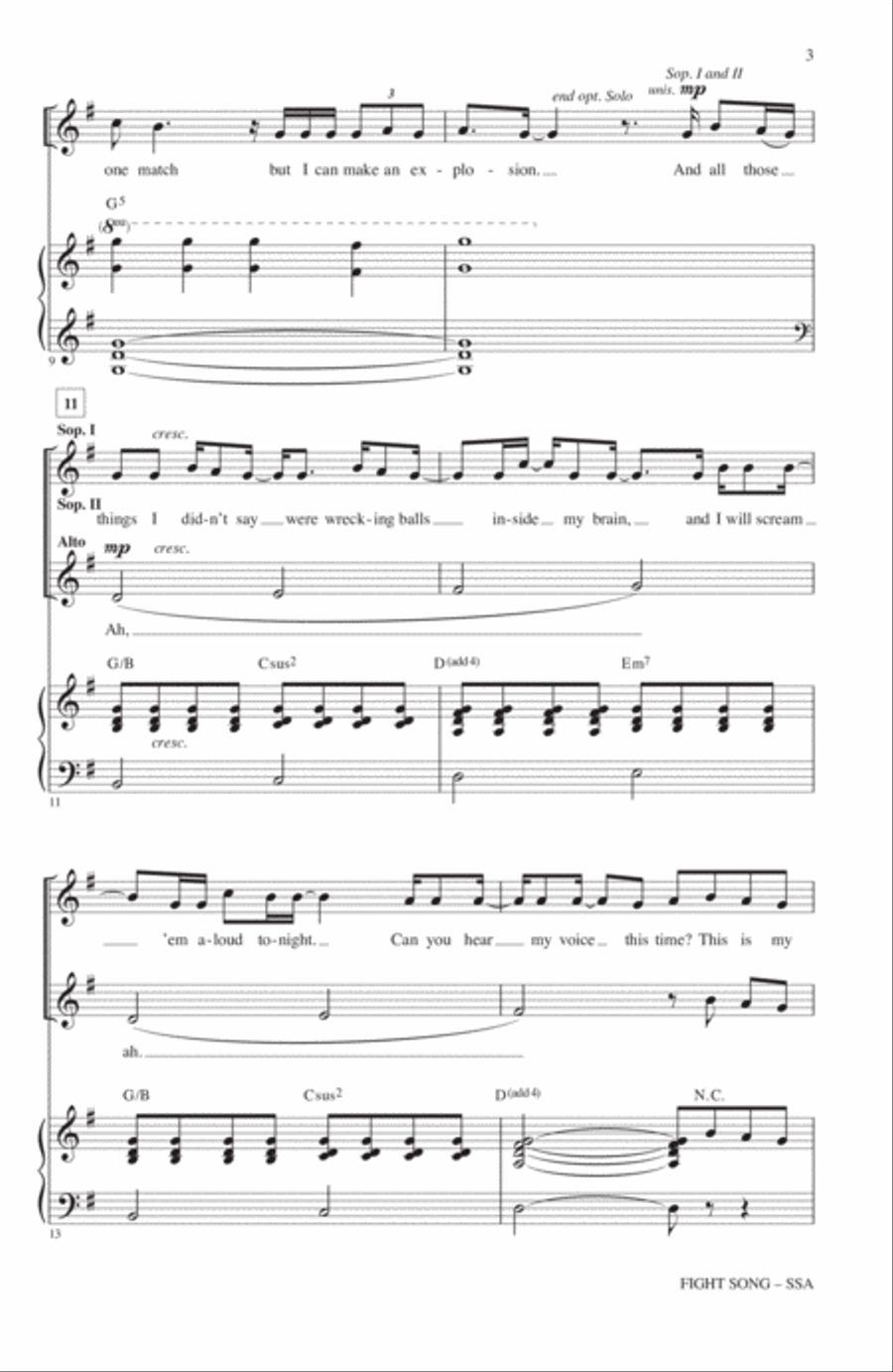 Fight Song (Arr. Roger Emerson) SSA scores gallery preview page 2