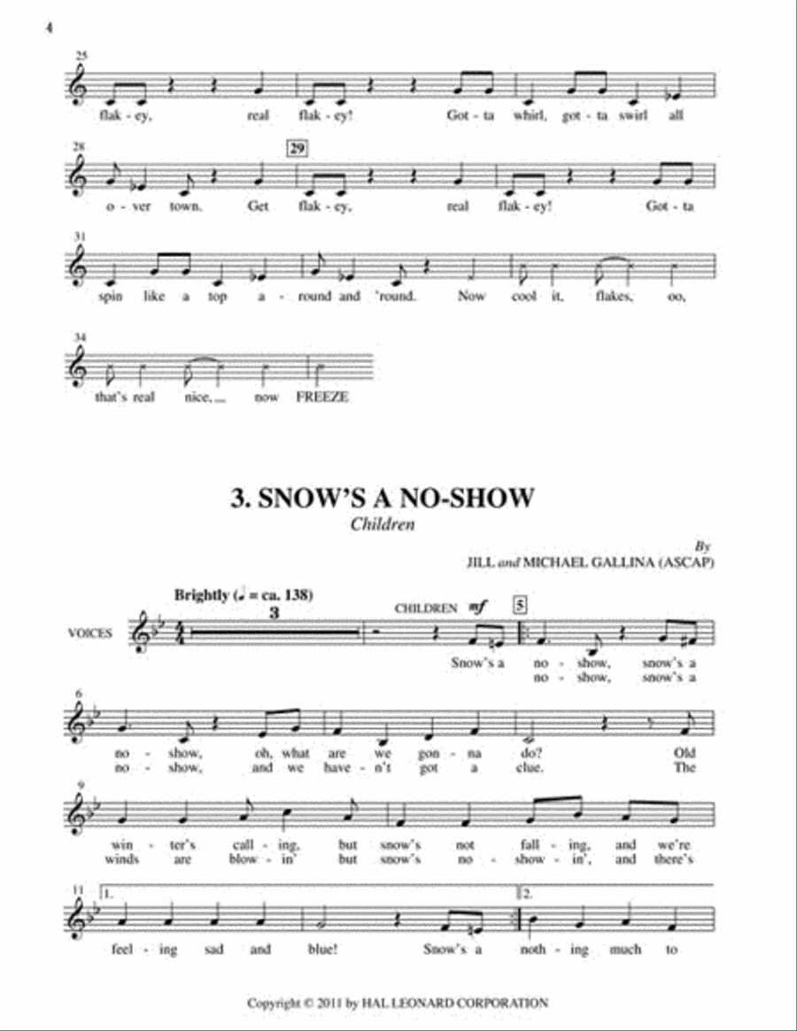 Snoozy Snowflake Unison Choir scores gallery preview page 5