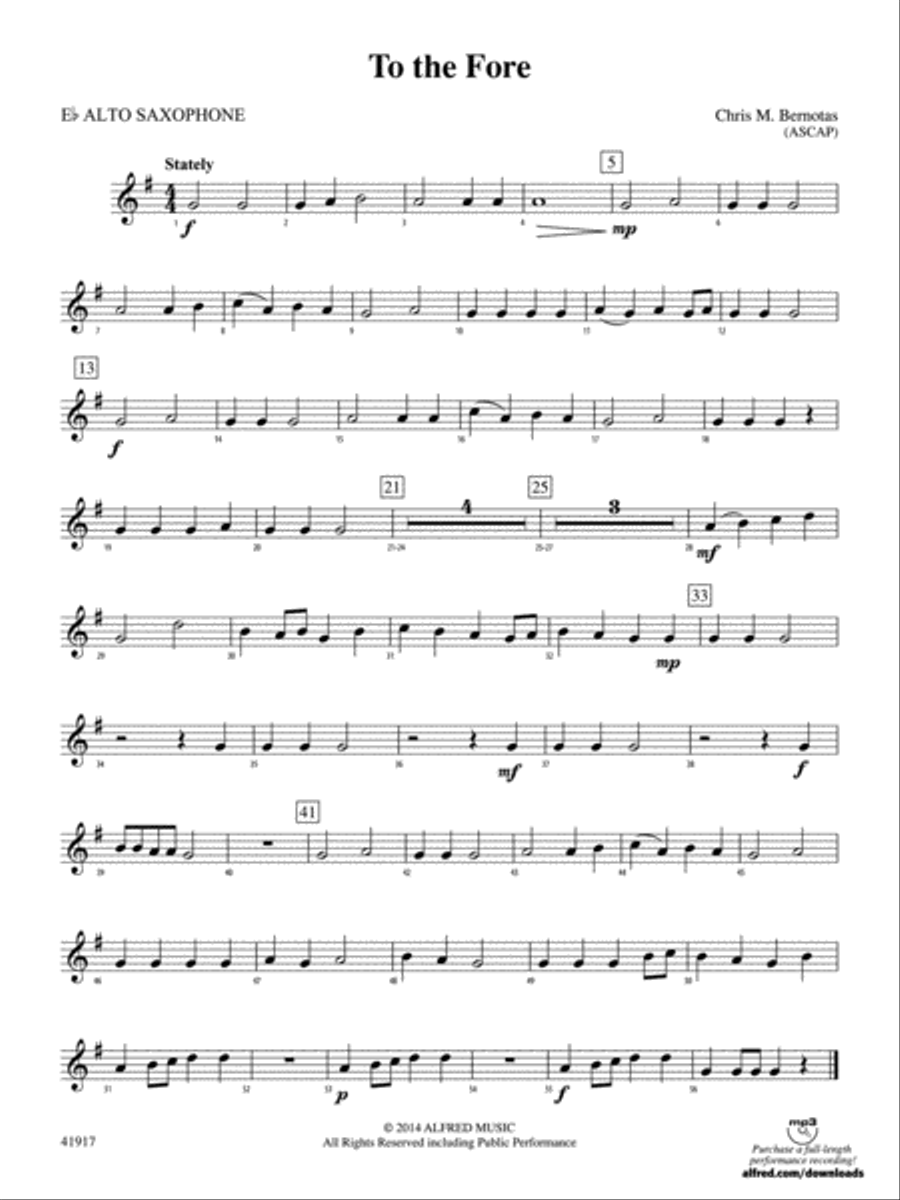 To the Fore: E-flat Alto Saxophone Concert Band scores gallery preview page 1