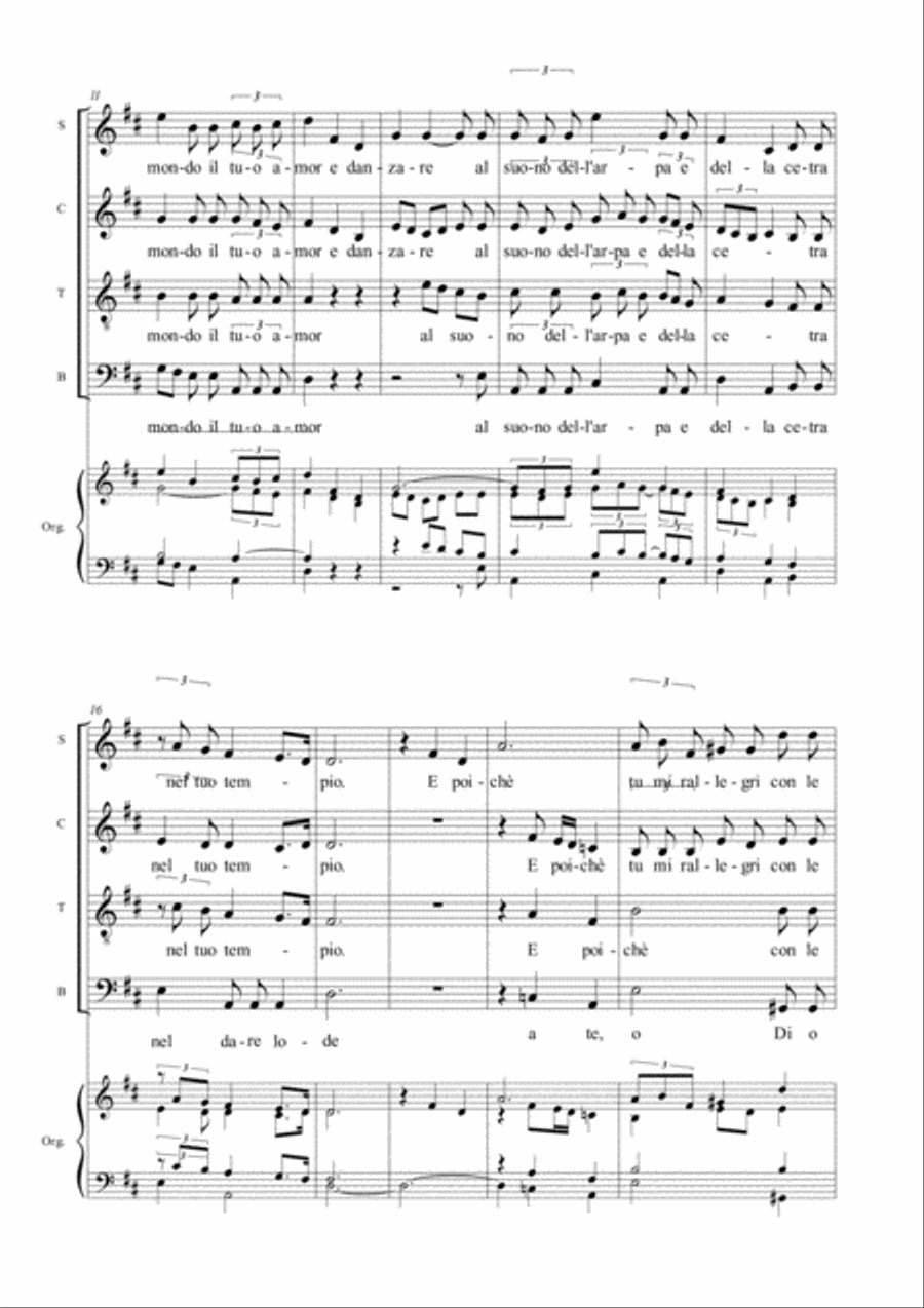 ADAGIO - Com'è bello dare lode a te, o Dio - Leclair - Arr. for SATB Choir and Organ 4-Part scores gallery preview page 2