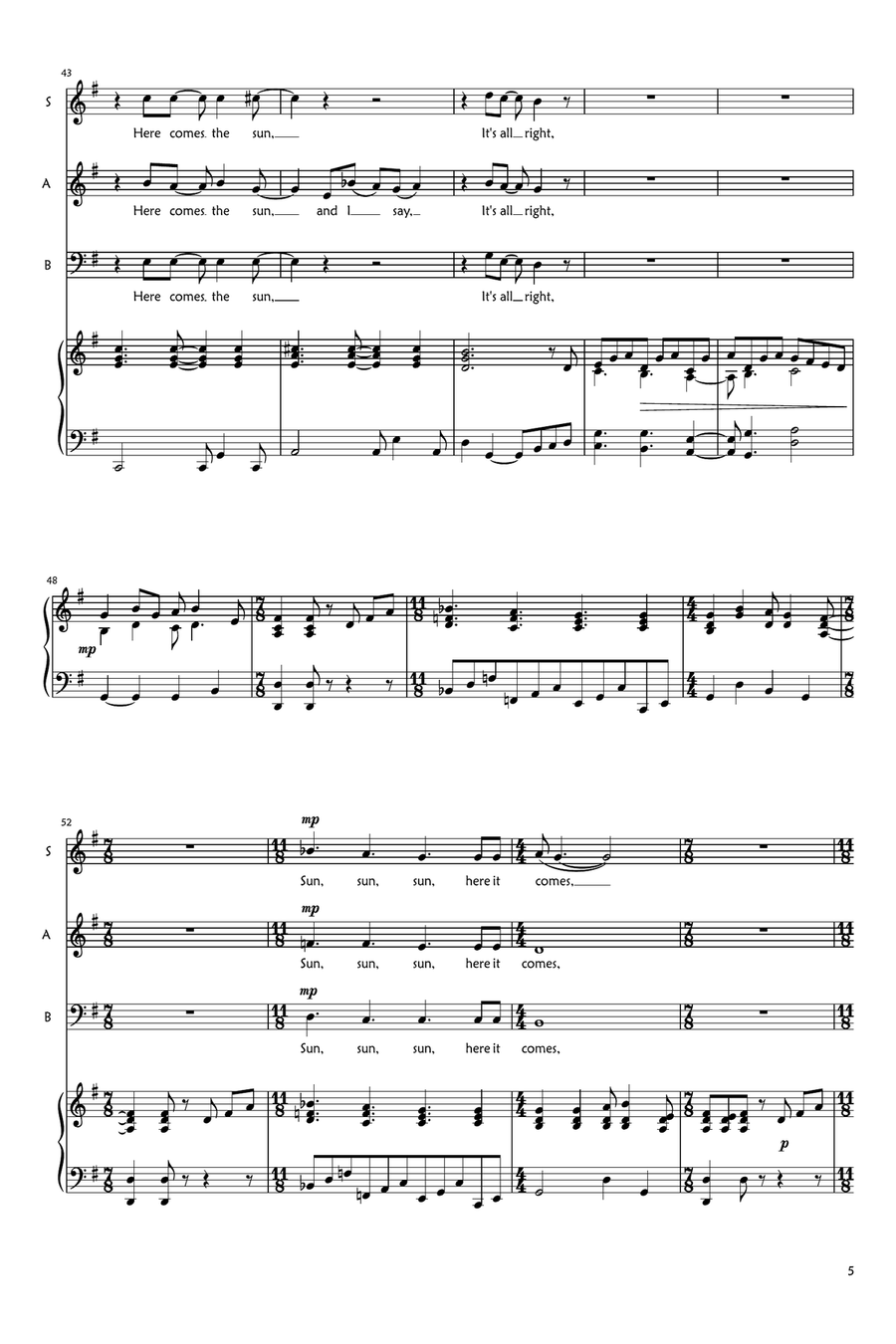 Here Comes The Sun Here Comes The Sun 3-Part scores gallery preview page 5