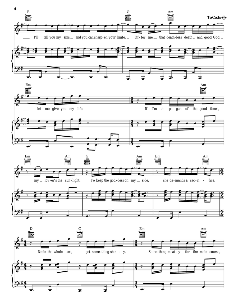 Take Me To Church Piano, Vocal, Guitar scores gallery preview page 4